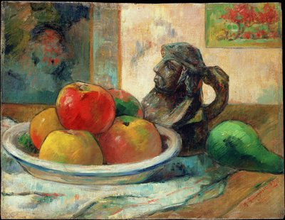 Natura Morta con Mele, una Pera e una Brocca di Ceramica, 1889 da Paul Gauguin